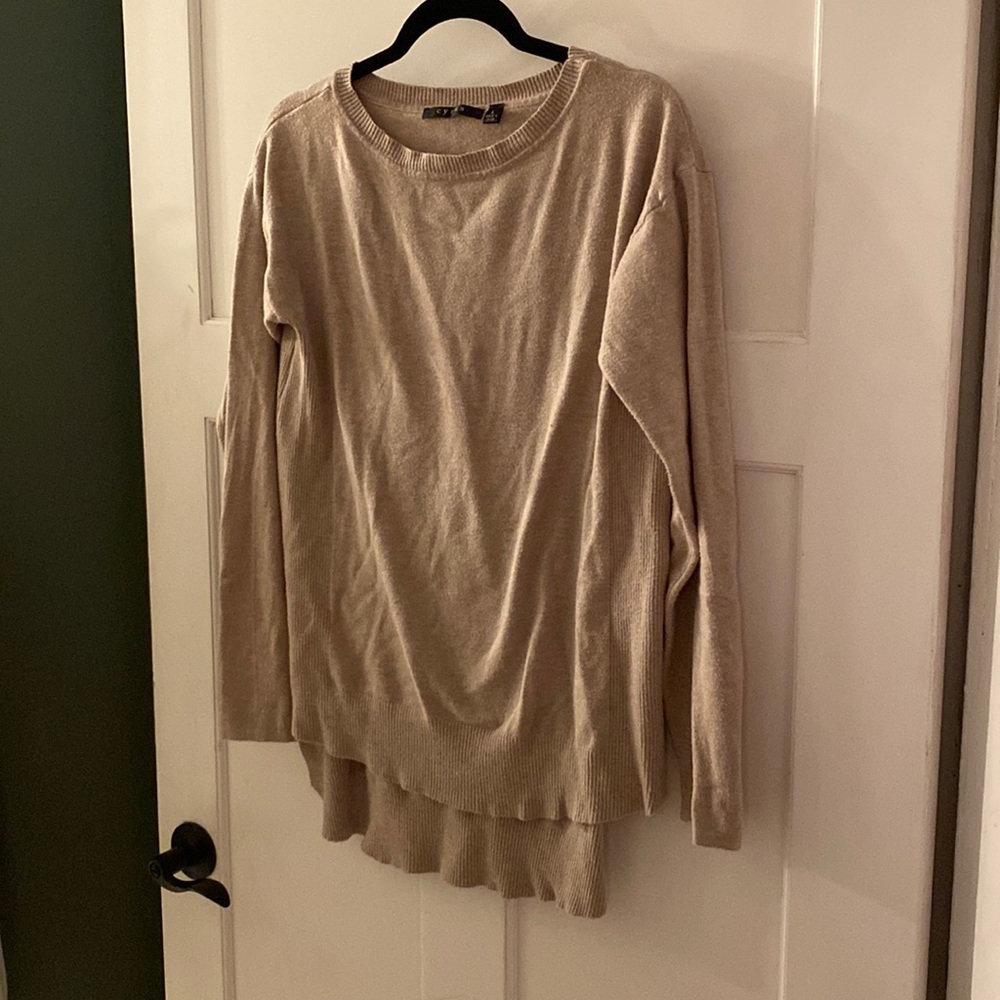 Cyrus tan high low sweater